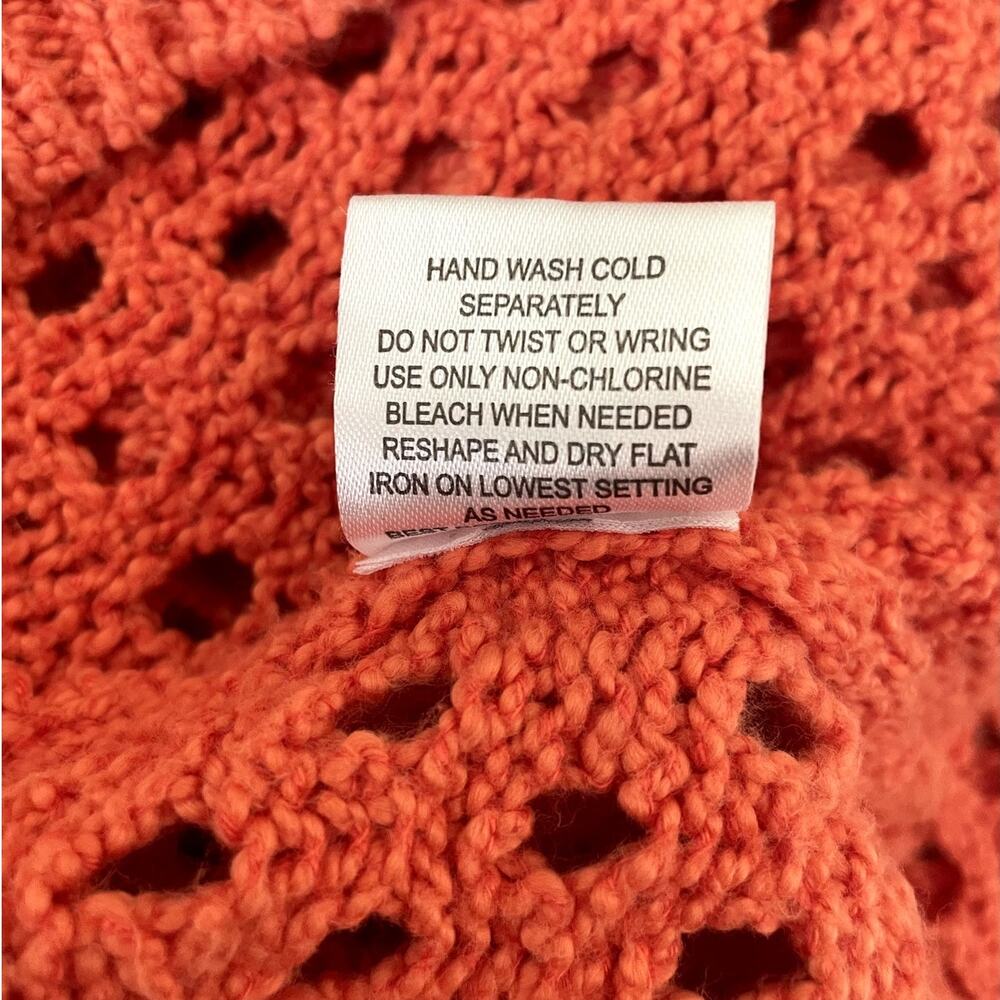 Olive & Oak Women Sweater S Orange Open Knit Beachy Coastal‎ Boho Cottage Chic - Picture 8 of 10